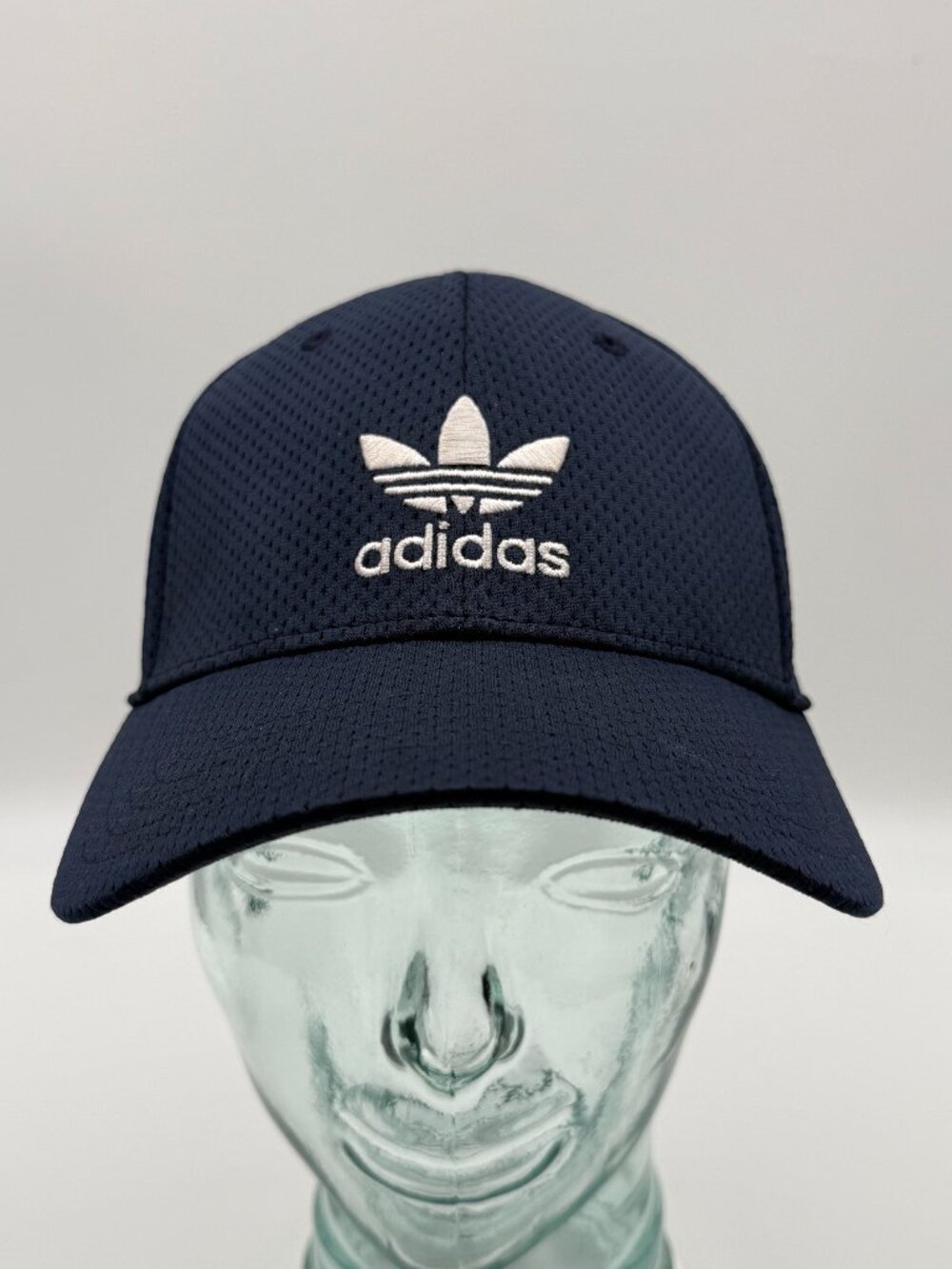 Adidas A-Flex Fit Hat Cap Navy Blue S/M Embroidered Logo Baseball Stretch